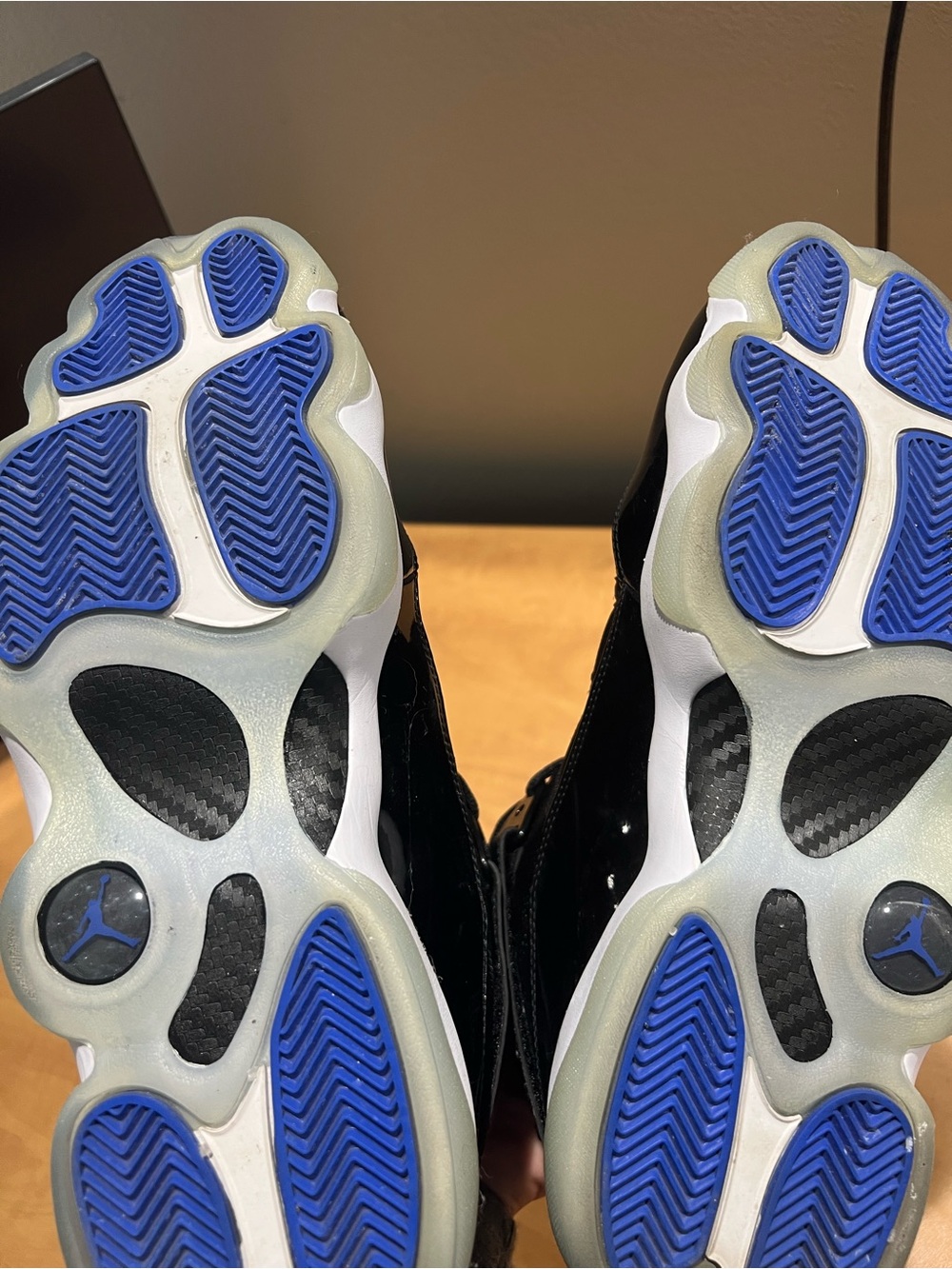Jordan Black and Blue Patent Basketball Shoes - Picture 3 of 3